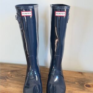 Hunter Dark Blue Tall Boots